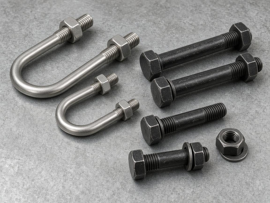 U-bolts and fasteners for tray and pipe supports