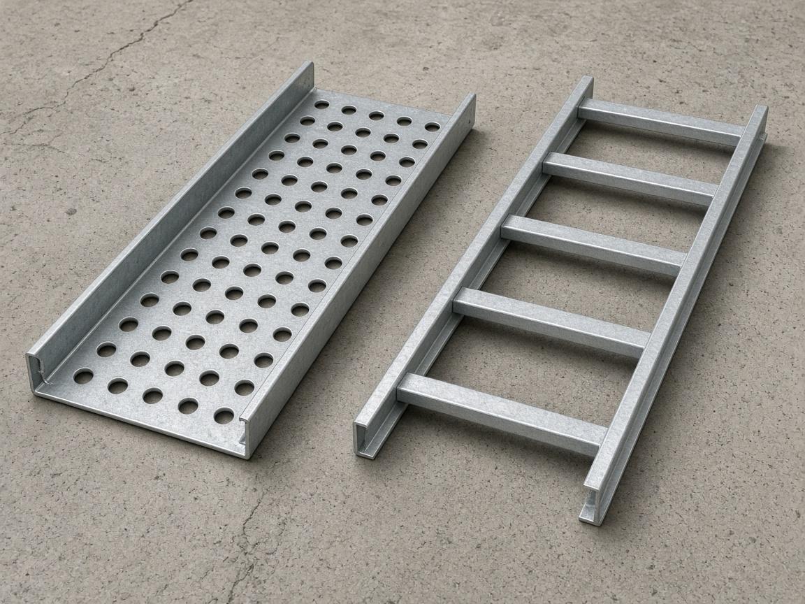 Perforated and ladder galvanized cable trays