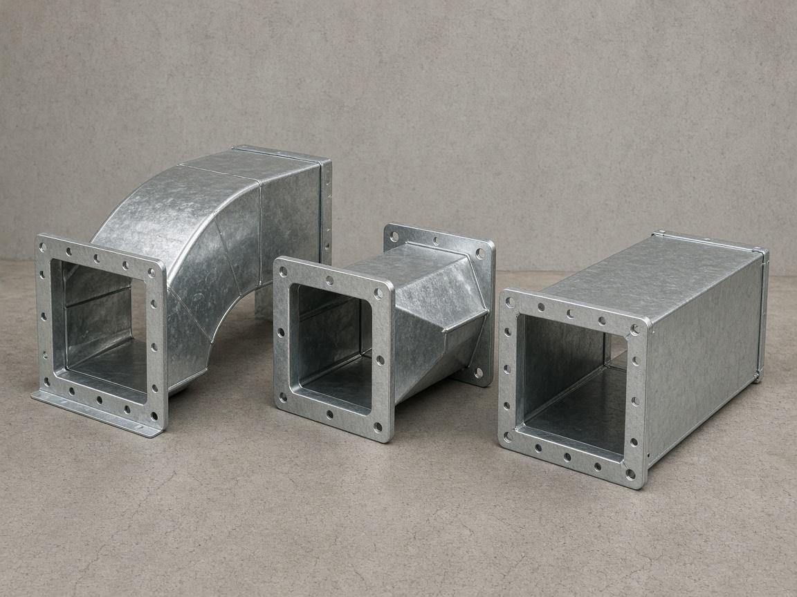 GI HVAC ducting sections with fittings